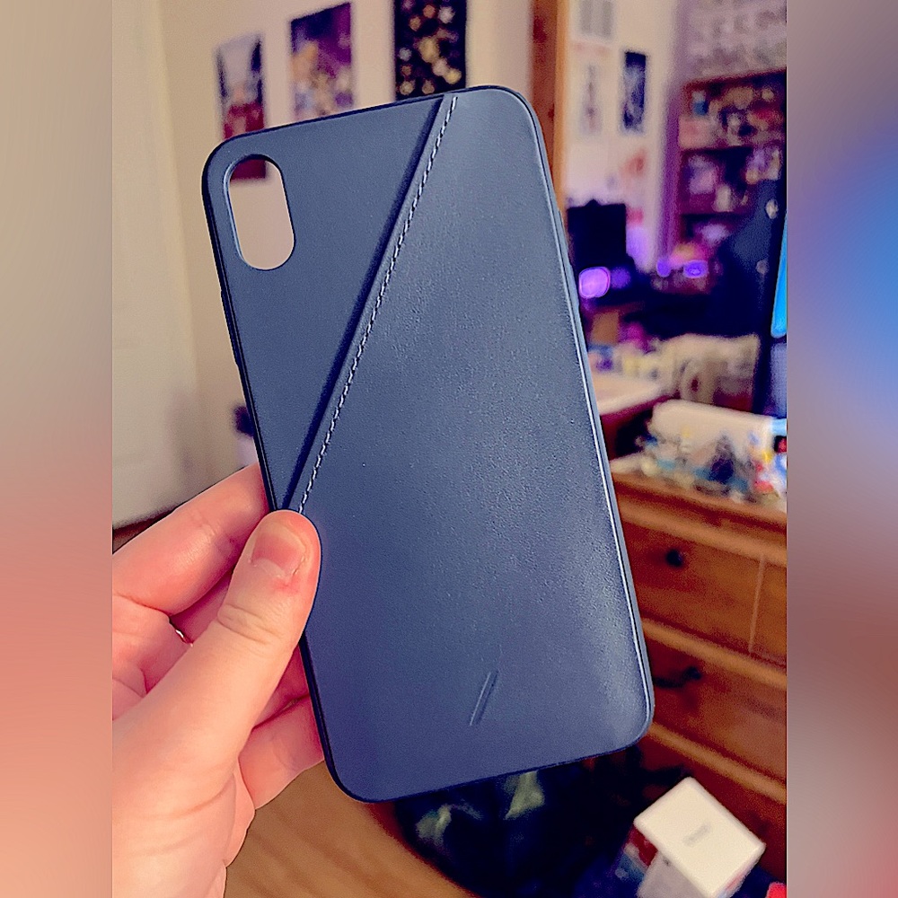 iPhone XS Max Native Union Navy Blue Leather Wallet Case